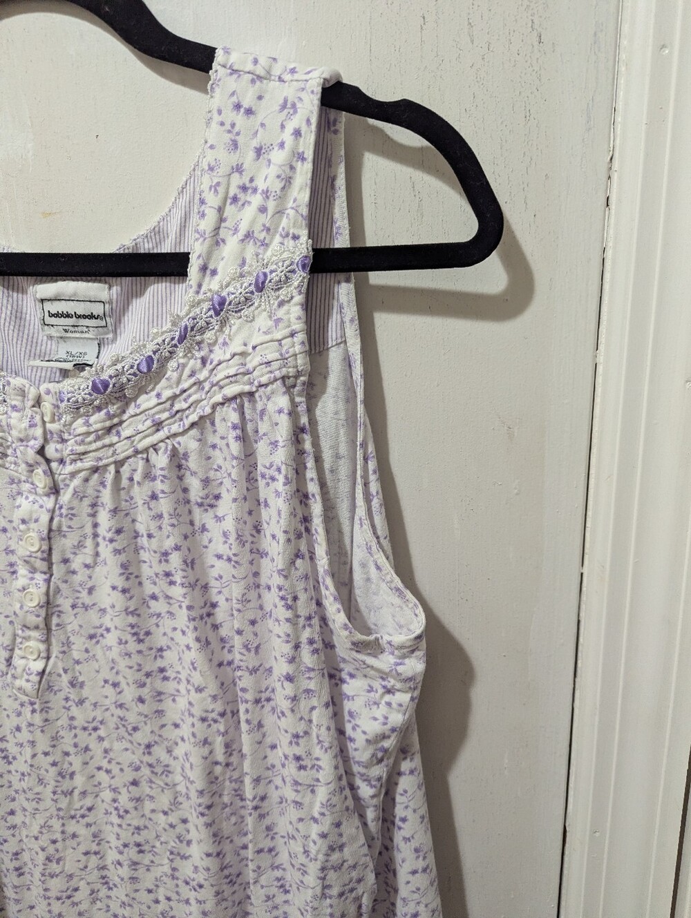 Bobbie Brooks XL Light Lavender Floral Sleeveless Nightgown - Picture 4 of 7